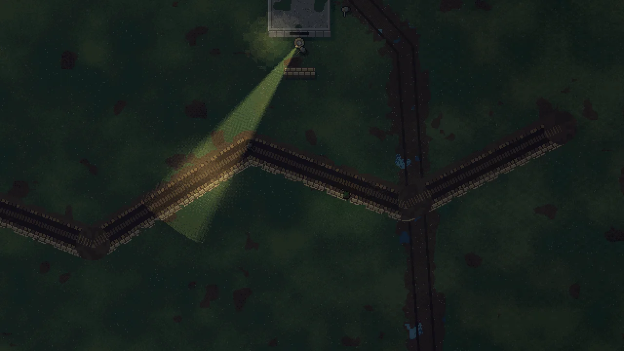 Night Eagle: a trench line at night, crossed by the searchlight of a bunker