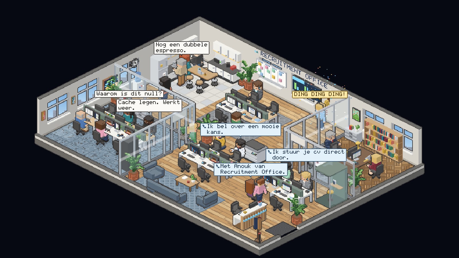Recruitment Office — een kantoorsimulatie in pixelart